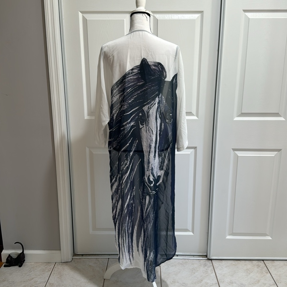Horse Print Cover Up Non-Stretch Casual Beachwear Coverup